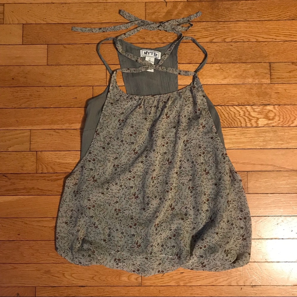 Myth Olive Green floral print top